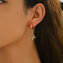 Brass Christmas Tree Hoop Earrings&nbsp;PF9956