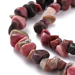 Natural Rhodonite Chip Bead Strands&nbsp;G-M205-24
