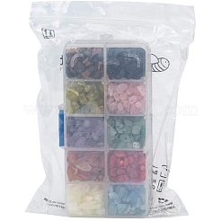 Natural Jade & Aquamarine &  Green Aventurine & White Shell & Red Jasper & Rose Quartz & Tiger Eye & Amethyst & Agate & Obsidian Chips Beads&nbsp;G-PH0033-03