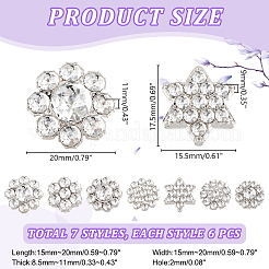 42Pcs 7 Styles 1-Hole Alloy Rhinestone Shank Button&nbsp;ALRI-GA0001-10
