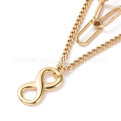 PVD Vacuum Plating 304 Stainless Steel Double Chains Multi Layered Necklace with Infinity Charm for Women&nbsp;STAS-E155-19G