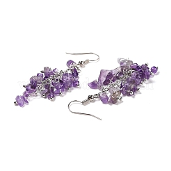 Natural Amethyst Chip Beaded Dangle Earrings&nbsp;EJEW-I264-01P-02
