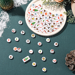 100Pcs Christmas Theme Printed Opaque Acrylic Beads&nbsp;OACR-SP0001-93