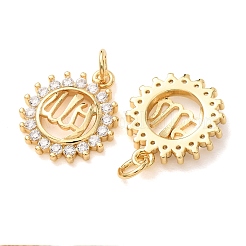 Brass Micro Pave Clear Cubic Zirconia Pendants&nbsp;CU-CBA2907-05A-G