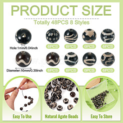 48Pcs 8 Styles Tibetan Style dZi Beads Strands&nbsp;G-TA0003-30