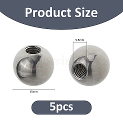 5Pcs 304 Stainless Steel European Beads&nbsp;STAS-FH0002-40C