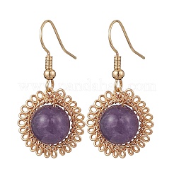 Natural Amethyst Flower Dangle Earrings&nbsp;EJEW-JE06720-02
