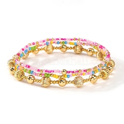 Boho Brass and Glass Beaded Stretch Bracelet Sets&nbsp;ZV9716-1