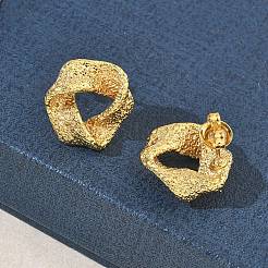 Textured 304 Stainless Steel Stud Earrings for Women&nbsp;EJEW-K333-05G