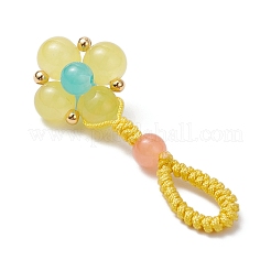 Baking Paint Imitation Jade Glass Woven Clover Pendant Decorations&nbsp;HJEW-JM03148-01