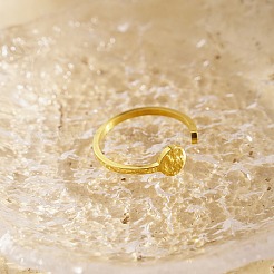 Stainless Steel Flat Round Open Cuff Ring with Cubic Zirconia&nbsp;QB0231-1