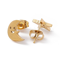 304 Stainless Steel Tiny Hollow Out Star and Moon Asymmetrical Earrings&nbsp;STAS-A065-08G