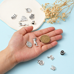 100Pcs 10 Style Tea Theme Tibetan Style Zinc Alloy Pendants&nbsp;TIBEP-CJ0001-69