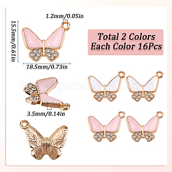 32Pcs 2 Colors Alloy Enamel Rhinestones Pendants&nbsp;ENAM-SC0005-54