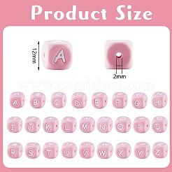 20Pcs Pink Cube Letter Silicone Beads 12x12x12mm Square Dice Alphabet Beads with 2mm Hole Spacer Loose Letter Beads for Bracelet Necklace Jewelry Making&nbsp;JX435R
