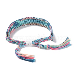 Polyester-cotton Braided Rhombus Pattern Cord Bracelet&nbsp;FIND-PW0013-001A-02