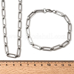 304 Stainless Steel Paperclip Chains Bracelet & Necklace Jewelry Sets&nbsp;SJEW-L199-15P