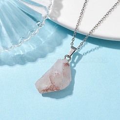 Rough Raw Natural Ferruginous Quartz Pendant Necklaces&nbsp;NJEW-JN04637-02
