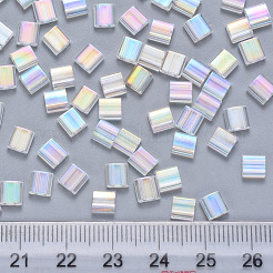 FGB 2-Hole Transparent Glass Seed Beads&nbsp;X-SEED-S031-L-250