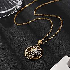 Summer Beach 304 Stainless Steel Sun Coconut Tree Pendant Nacklaces&nbsp;NJEW-R026-01G