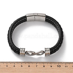 Braided Microfiber Leather Cord Bracelets for Men&nbsp;BJEW-Z081-07P-02