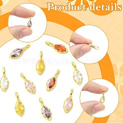 10Pcs 5 Colors Horse Eye Brass Micro Pave Cubic Zirconia Charms&nbsp;KK-FS0002-13B