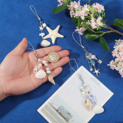 4Pcs 4 Colors Ocean Theme Iron & Resin Decoration Phone Charms Straps&nbsp;MOBA-CO0001-02