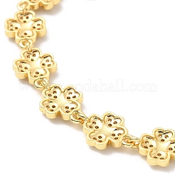 Clear Cubic Zirconia Clover Link Chain Bracelet&nbsp;BJEW-A132-03G