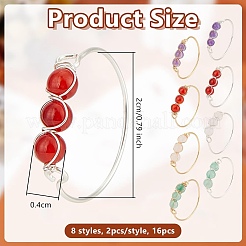 16Pcs 8 Styles Mixed Gemstone Finger Rings&nbsp;RJEW-UN00051