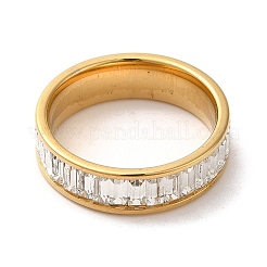 PVD Vacuum Plating 304 Stainless Steel Finger Ring with Cubic Zirconia&nbsp;RJEW-Z029-02G