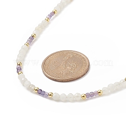 Natual Gemstone & Rainbow Moonstone Beaded Necklace for Women&nbsp;NJEW-JN04173