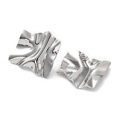 Non-Tarnish 304 Stainless Steel Textured Square Ear Studs for Women&nbsp;EJEW-P234-05P