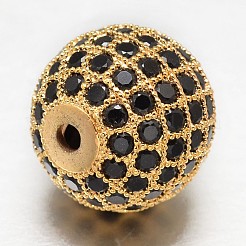 CZ Brass Micro Pave Cubic Zirconia Round Beads&nbsp;ZIRC-L017-10mm-06G