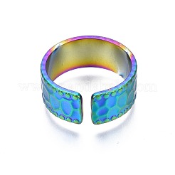 304 Stainless Steel Hammered Cuff Ring&nbsp;RJEW-N038-073