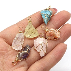 Raw Rough Natural Mixed Gemstone Pendants&nbsp;FIND-PW0020-04