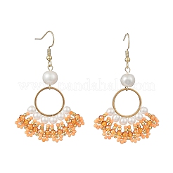 Glass Braided Beads Dangle Earrings&nbsp;EJEW-MZ00747-02