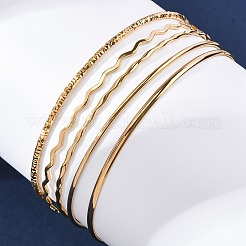 5Pcs 304 Stainless Steel Bangle Set for Women&nbsp;BJEW-S162-01B-G