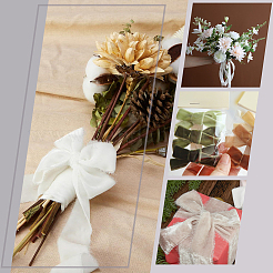 3 Colors Hot Stamping Polyester Frayed Ribbons&nbsp;SRIB-AR0001-20