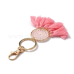 Woven Net/Web with Cotton Tassel Pendant Decorations&nbsp;KEYC-WH0027-104A