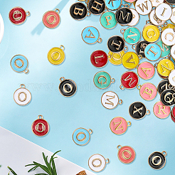 7 Bags 7 Colors Initial Letter A~Z Alphabet Enamel Charms&nbsp;ENAM-SC0007-24