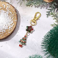 Christmas Theme Alloy Enamel with Rhinestone Pendant Decoration&nbsp;KEYC-JKC00977-03