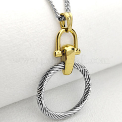 Twist Ring 304 Stainless Steel Pendant Necklaces for Women&nbsp;FS-WG54FE7-02