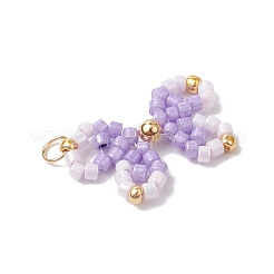 8Pcs Two Tone Glass Seed Beaded Bowknot Pendants&nbsp;PALLOY-CJ00137