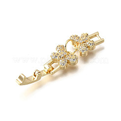 Brass Micro Pave Clear Cubic Zirconia Fold Over Clasps&nbsp;KK-R222-07G