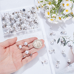 80Pcs Plastic Imitation Pearl Anti-glare Lapel Pins Brooches&nbsp;JEWB-SP0001-12A