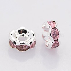 Brass Rhinestone Spacer Beads&nbsp;RB-A014-L8mm-27S-NF