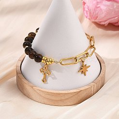 Cross & Star 304 Stainless Steel Charm Bracelets&nbsp;BJEW-JB13743-02