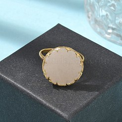 Flat Round Natural Rose Quartz Finger Rings&nbsp;RJEW-R009-01G-02