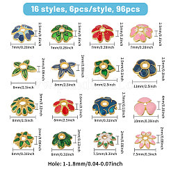96Pcs 16 Styles Alloy Enamel Bead Caps&nbsp;FIND-CA0011-46