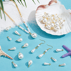 64Pcs 4 Styles ABS Plastic Imitation Pearl Pendants&nbsp;FIND-PH0027-69G